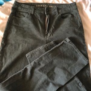 Green American eagle corduroy mom straight leg jeans